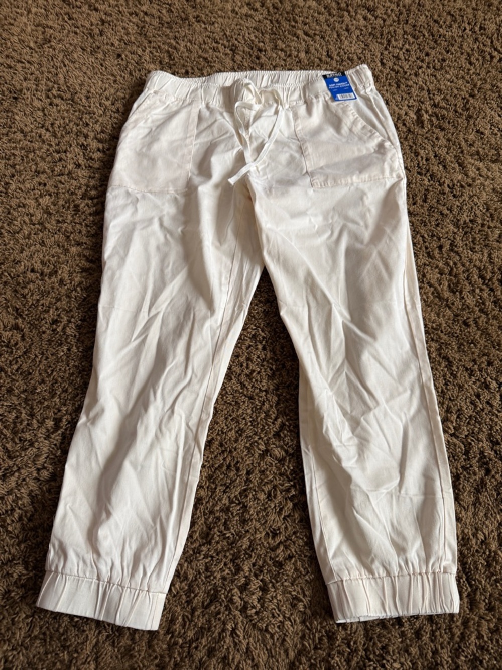 NWT Buffalo David Bitton White Elastic Waist Drawstring Joggers